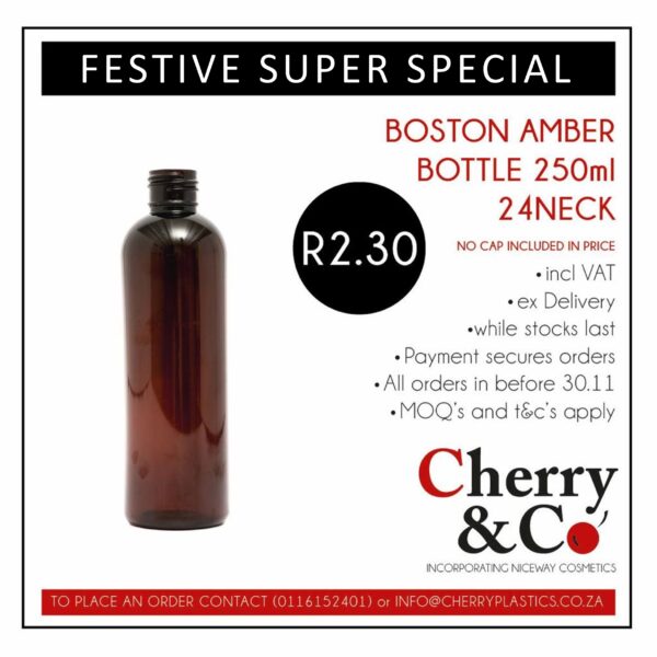 Lexus PET Boston Round Bottle 250ml